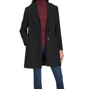 Calvin Klein Petite XS Notched-Collar Single-Breasted Coat - DAMAGED POCKETS
